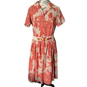 Jones Newyork Coral Beige Floral Aline Dress